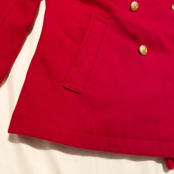 Tommy Hilfiger Red Woold Blend Peacoat Jacket Womens Large - Picture 7 of 16
